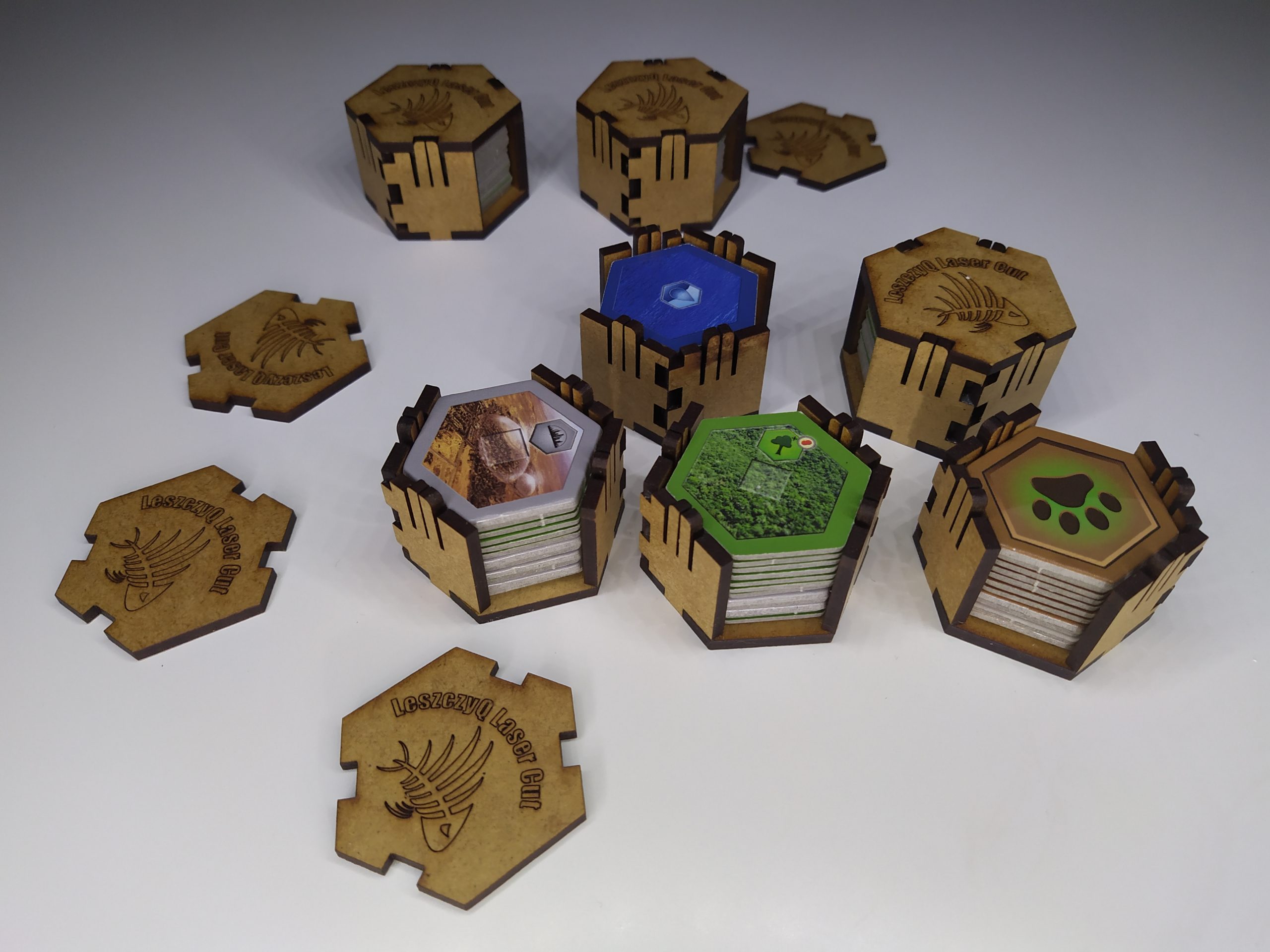 pudełeczka na obszary miast zieleni oceanów DO GRY TERRAFORMACJA MARSA LeszczyQ Laser Cut